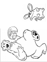 A coloring page of bear in the big blue house